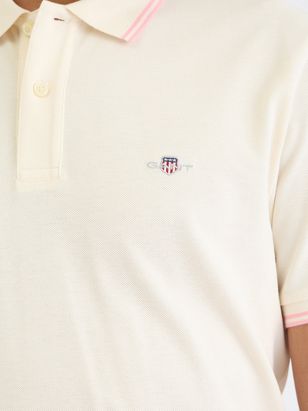 Gant Men Cream Solid Polo Tshirt