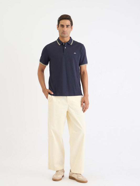 Gant Men Blue Solid Polo Tshirt