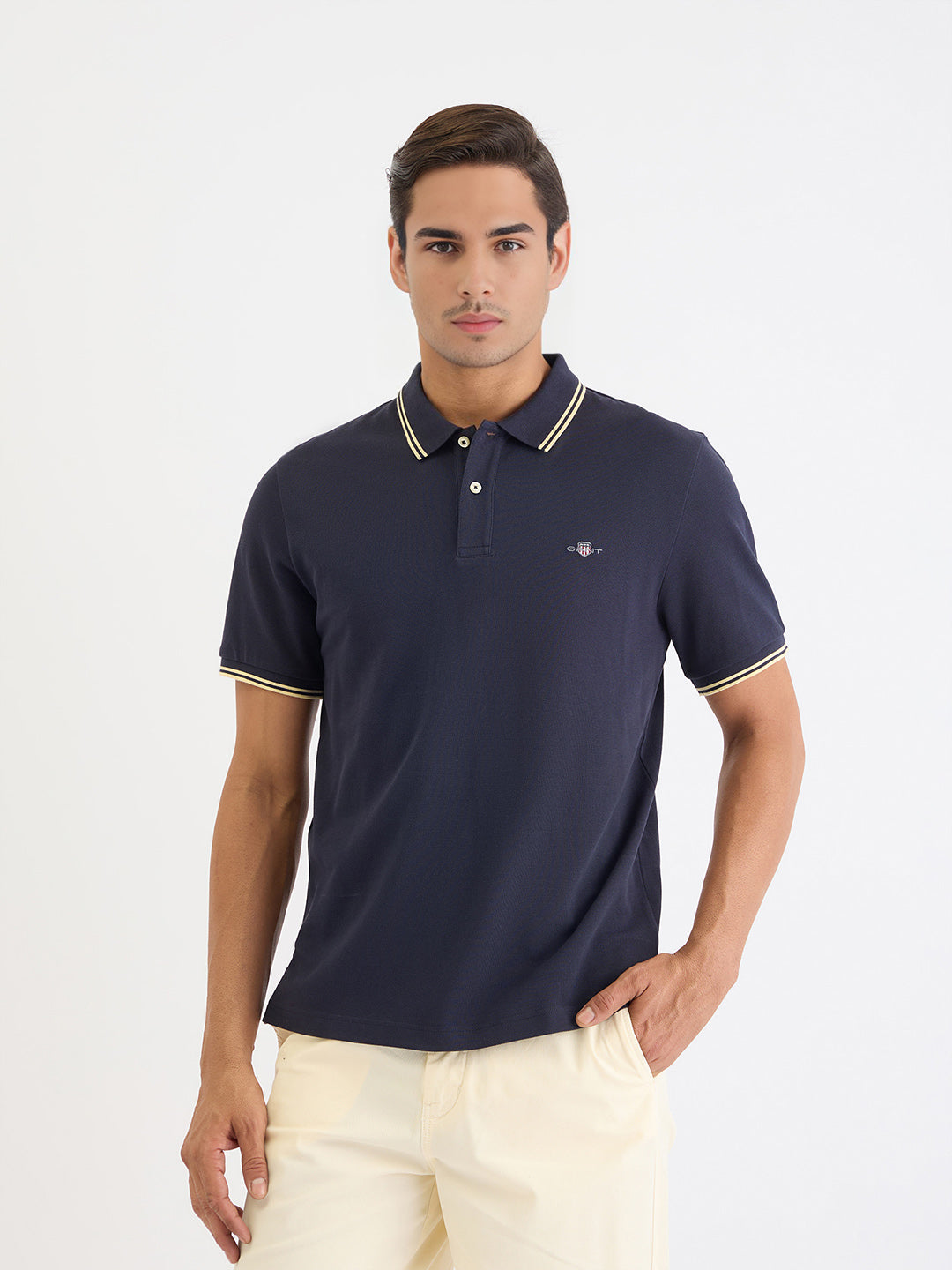 Gant Men Blue Solid Polo Tshirt