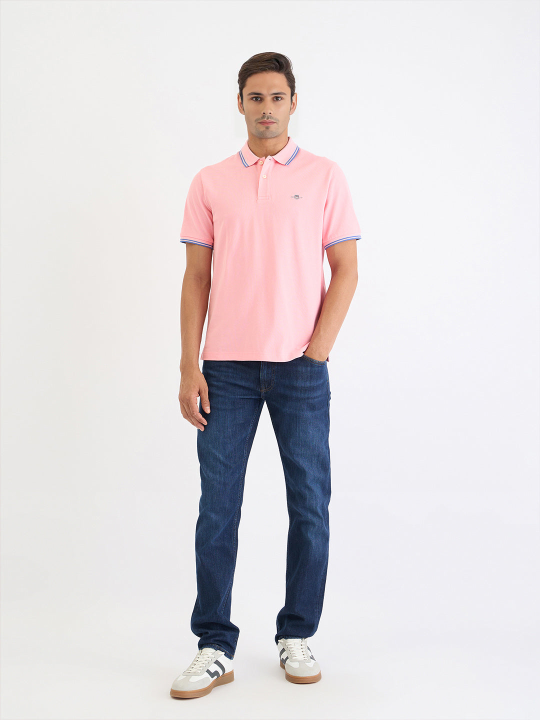 Gant Men Pink Solid Polo Tshirt