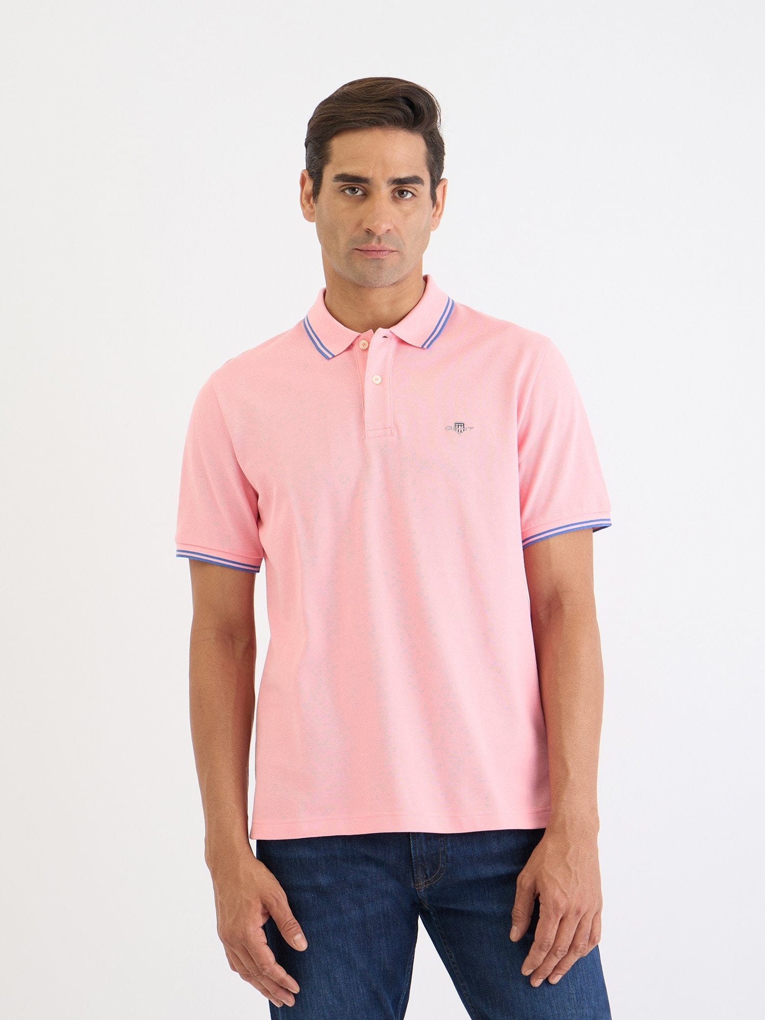 Gant Men Pink Solid Polo Tshirt