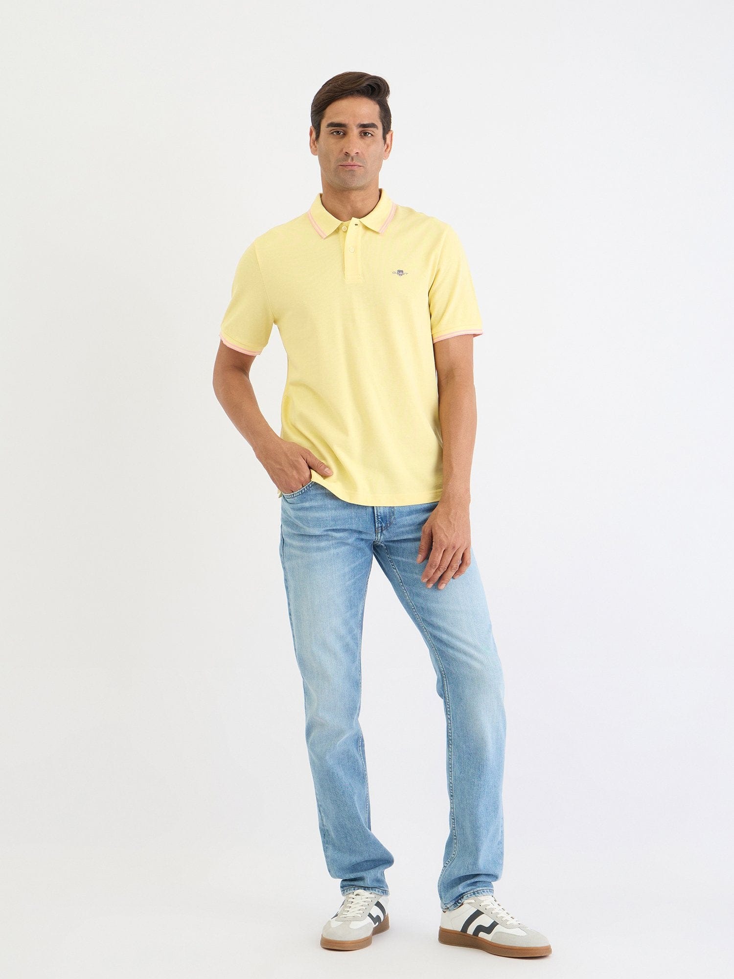 Gant Men Yellow Solid Polo Tshirt