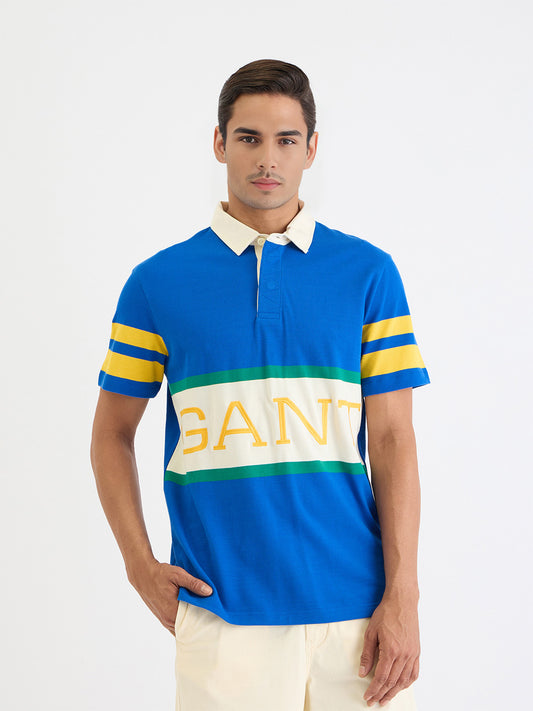 Gant Men Blue Block Print Polo Tshirt