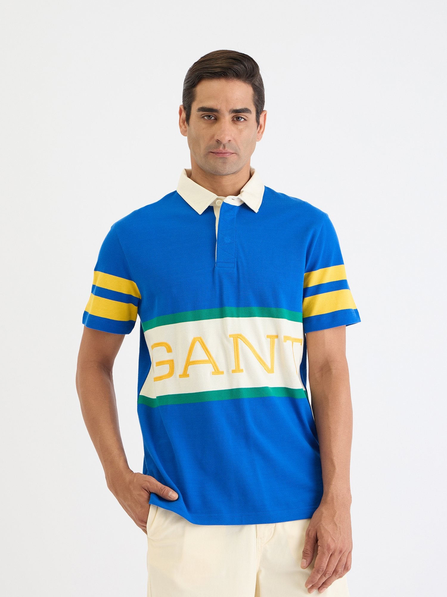 Gant Men Blue Block Print Polo Tshirt