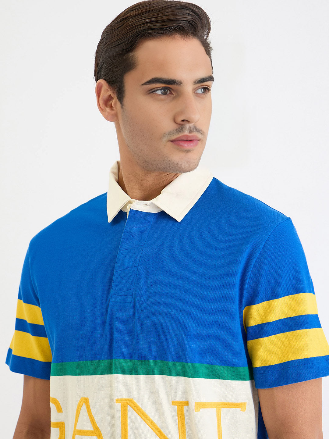 Gant Men Blue Block Print Polo Tshirt