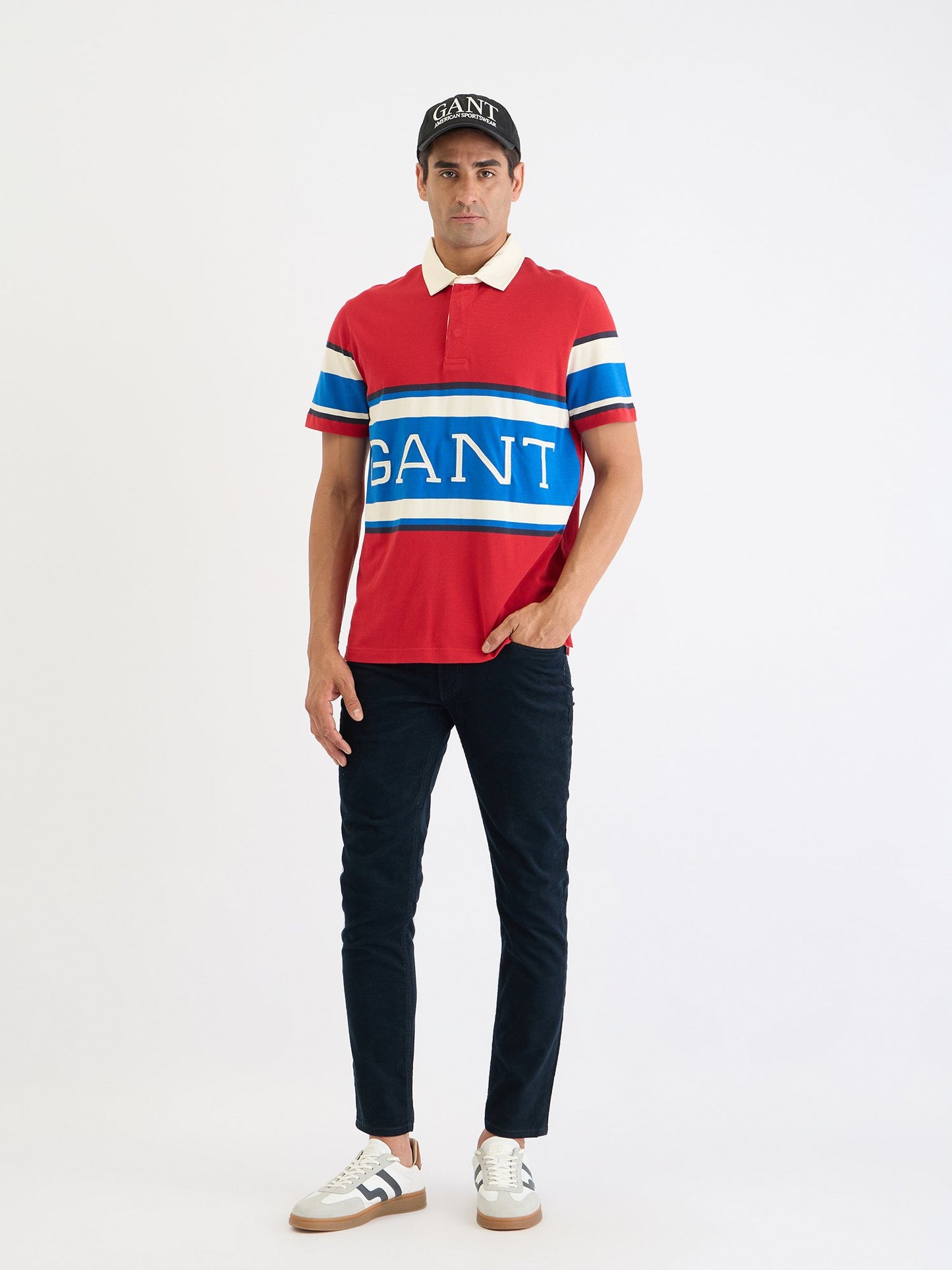 Gant Men Red Block Print Polo Tshirt