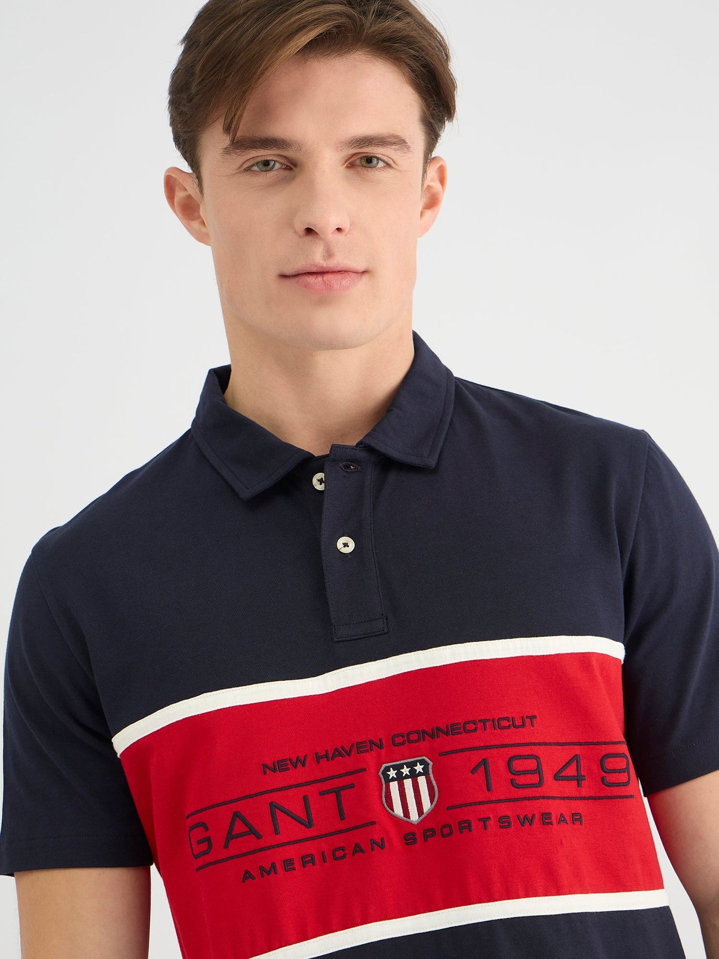 Gant Men Blue Regular Fit Block Print Polo Tshirt