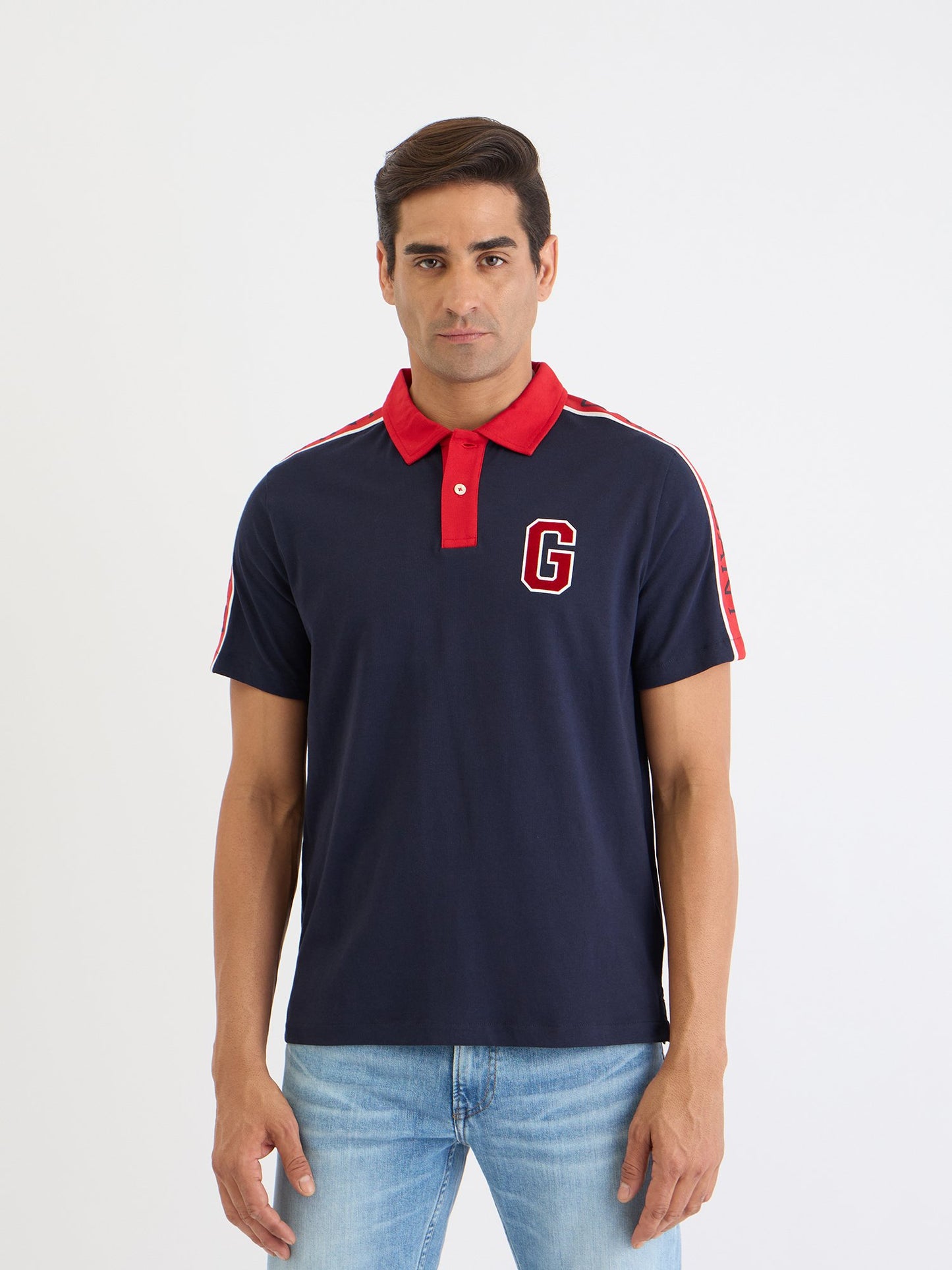 Gant Men Blue Solid Polo Tshirt