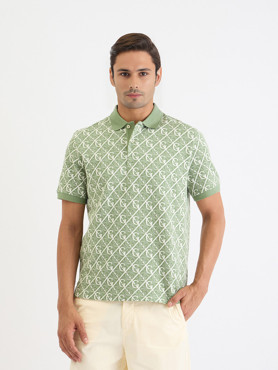 Gant Men Green Printed Polo Tshirt