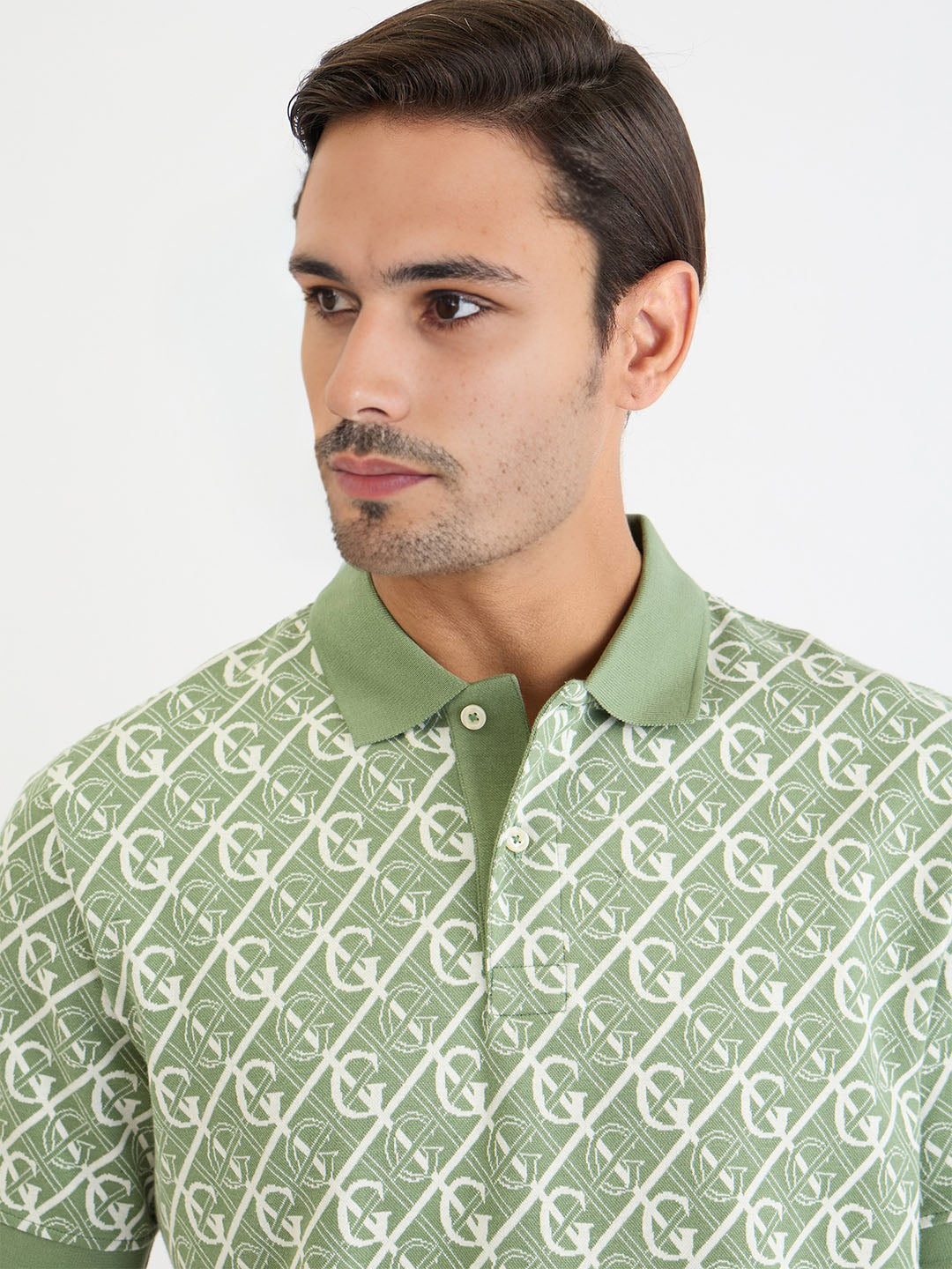 Gant Men Green Printed Polo Tshirt