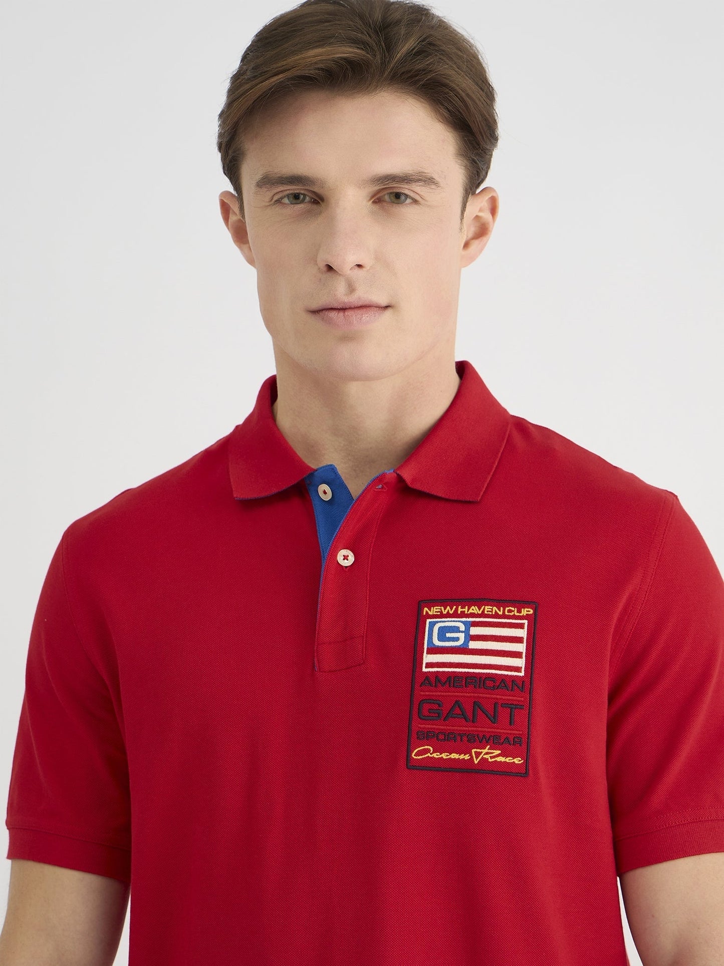 Gant Men Red Regular Fit Solid Polo Tshirt