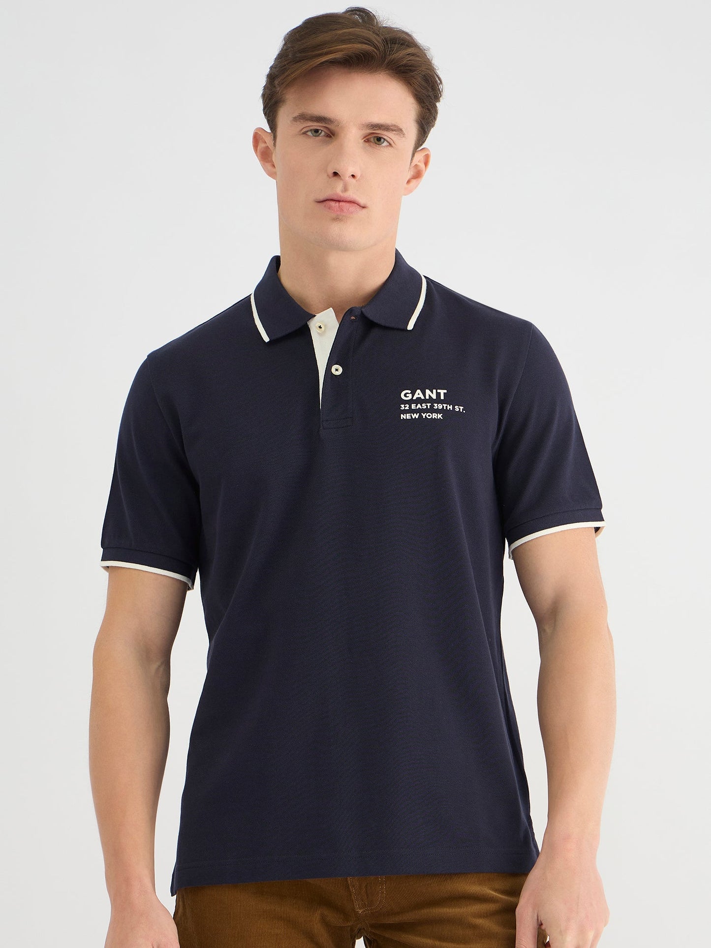 Gant Men Blue Regular Fit Solid Polo Tshirt