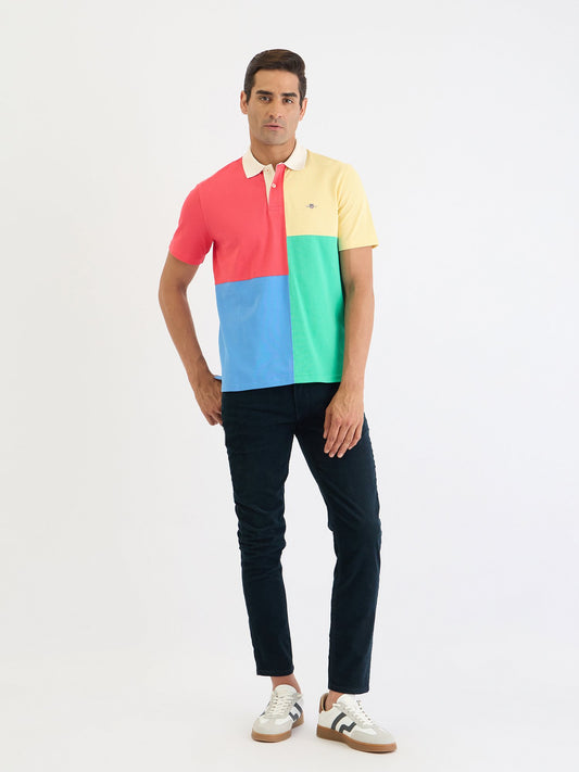 Gant Men Red Color Block Polo Tshirt