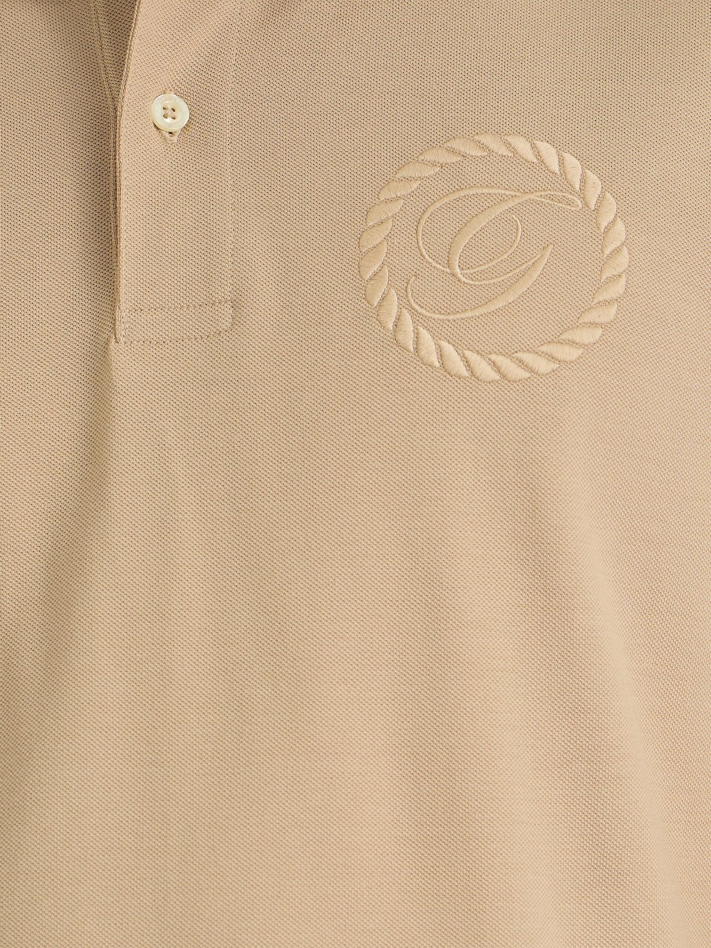 Gant Men Beige Regular Fit Solid Polo Tshirt