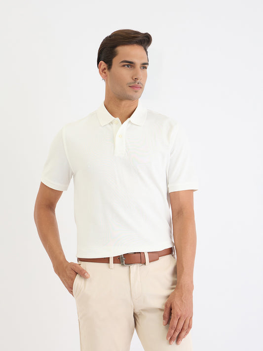 Gant Men White Solid Polo Tshirt
