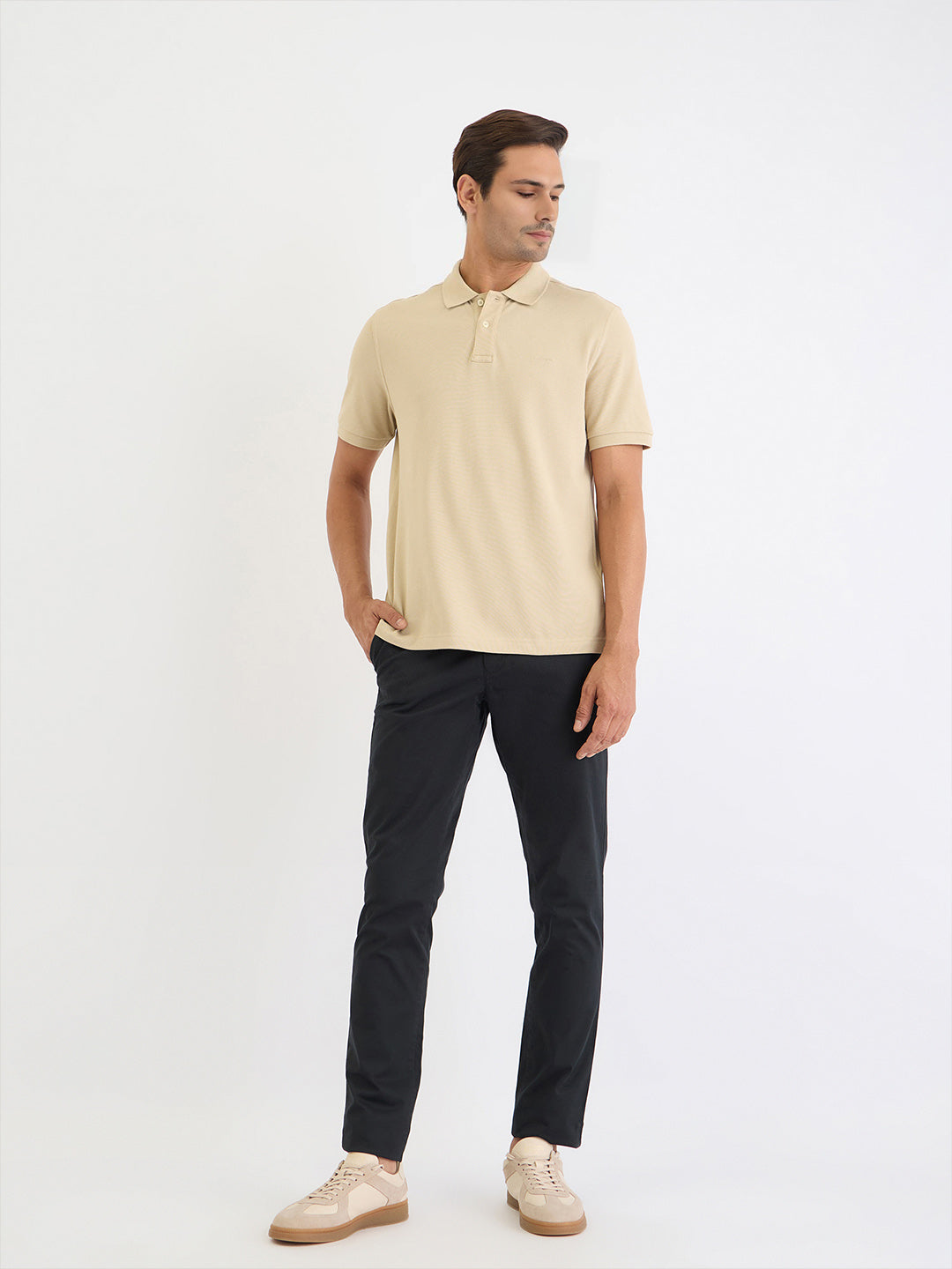 Gant Men Beige Solid Polo Tshirt