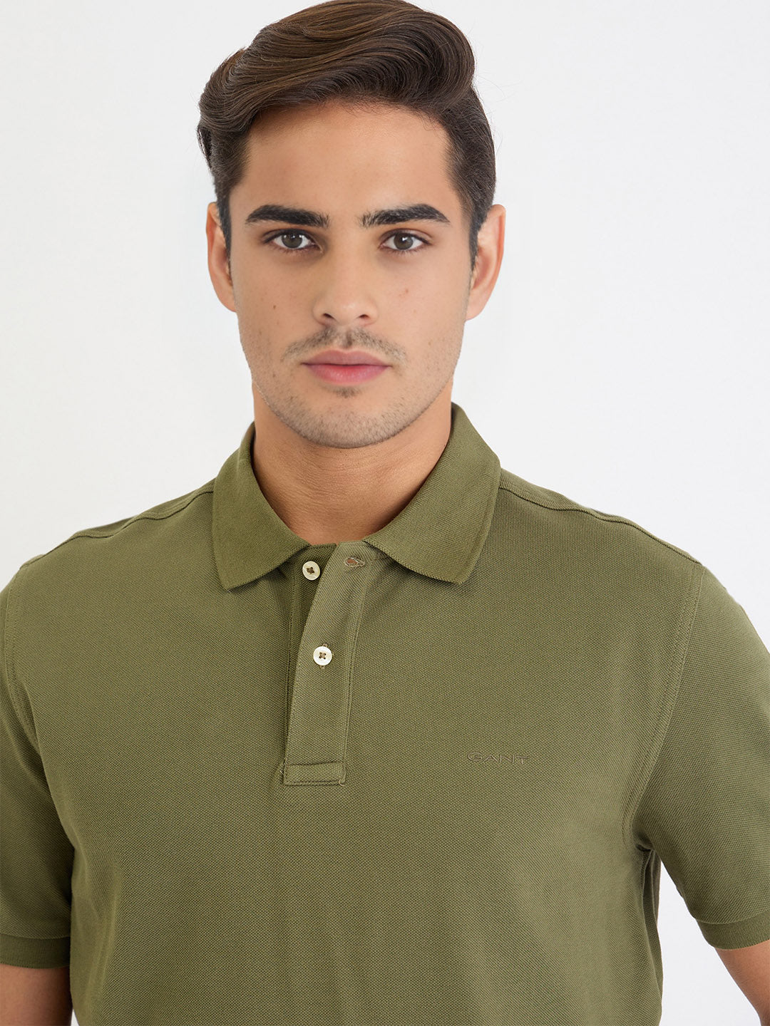 Gant Men Green Solid Polo Tshirt