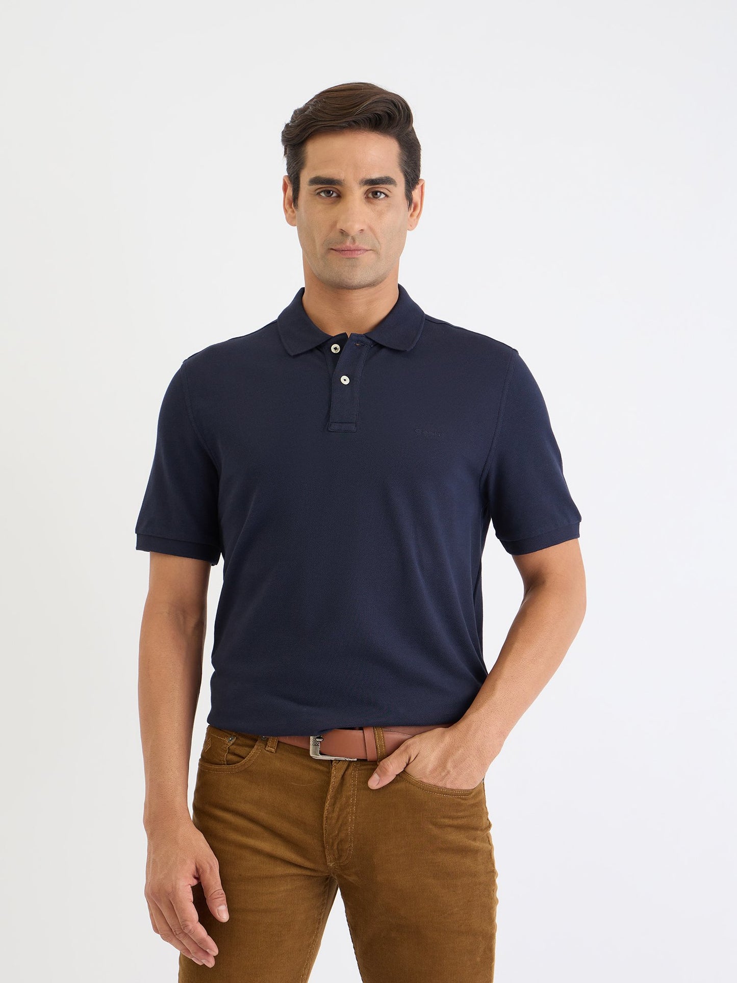 Gant Men Blue Solid Polo Tshirt