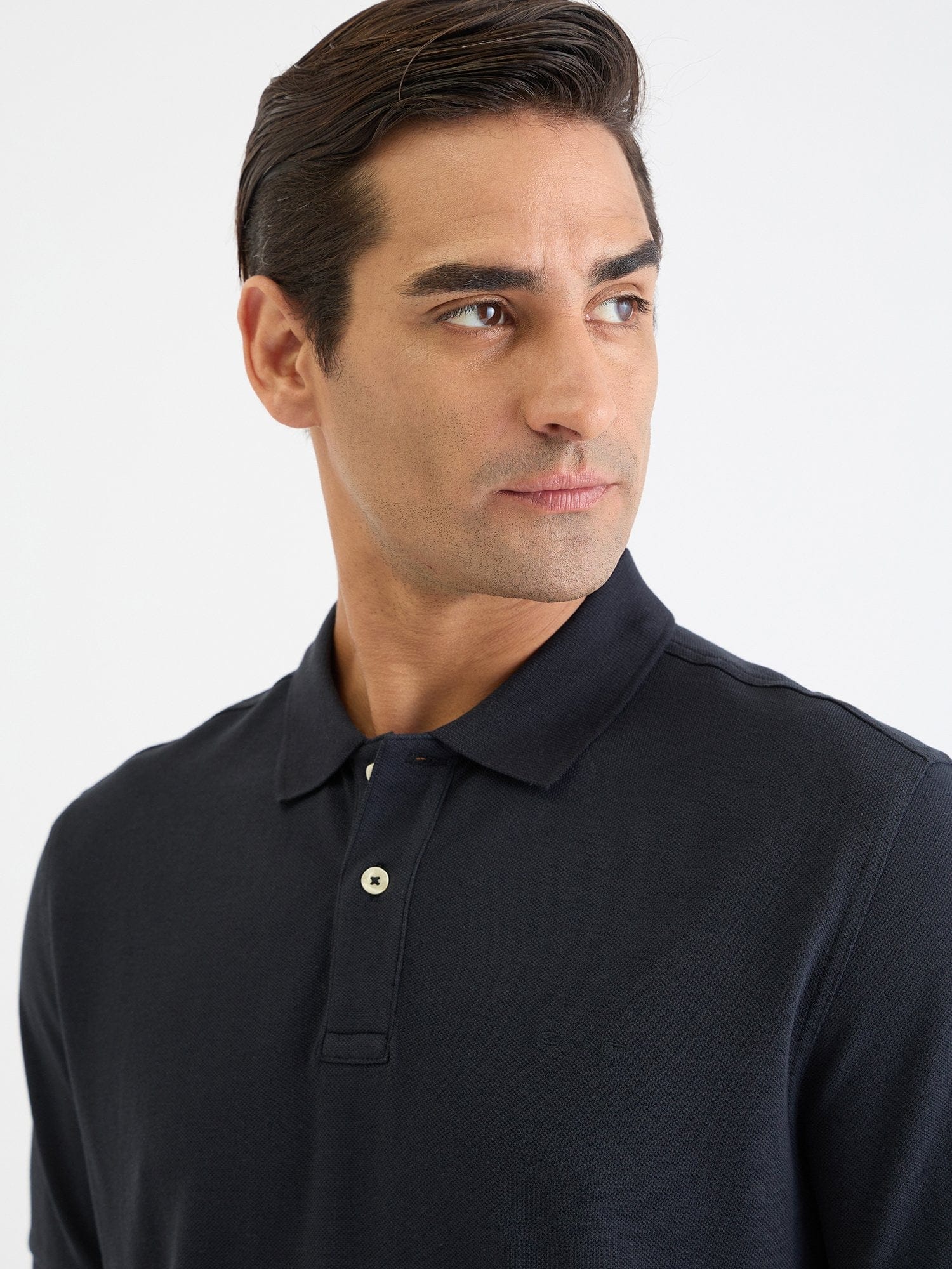 Gant Men Black Solid Polo Tshirt