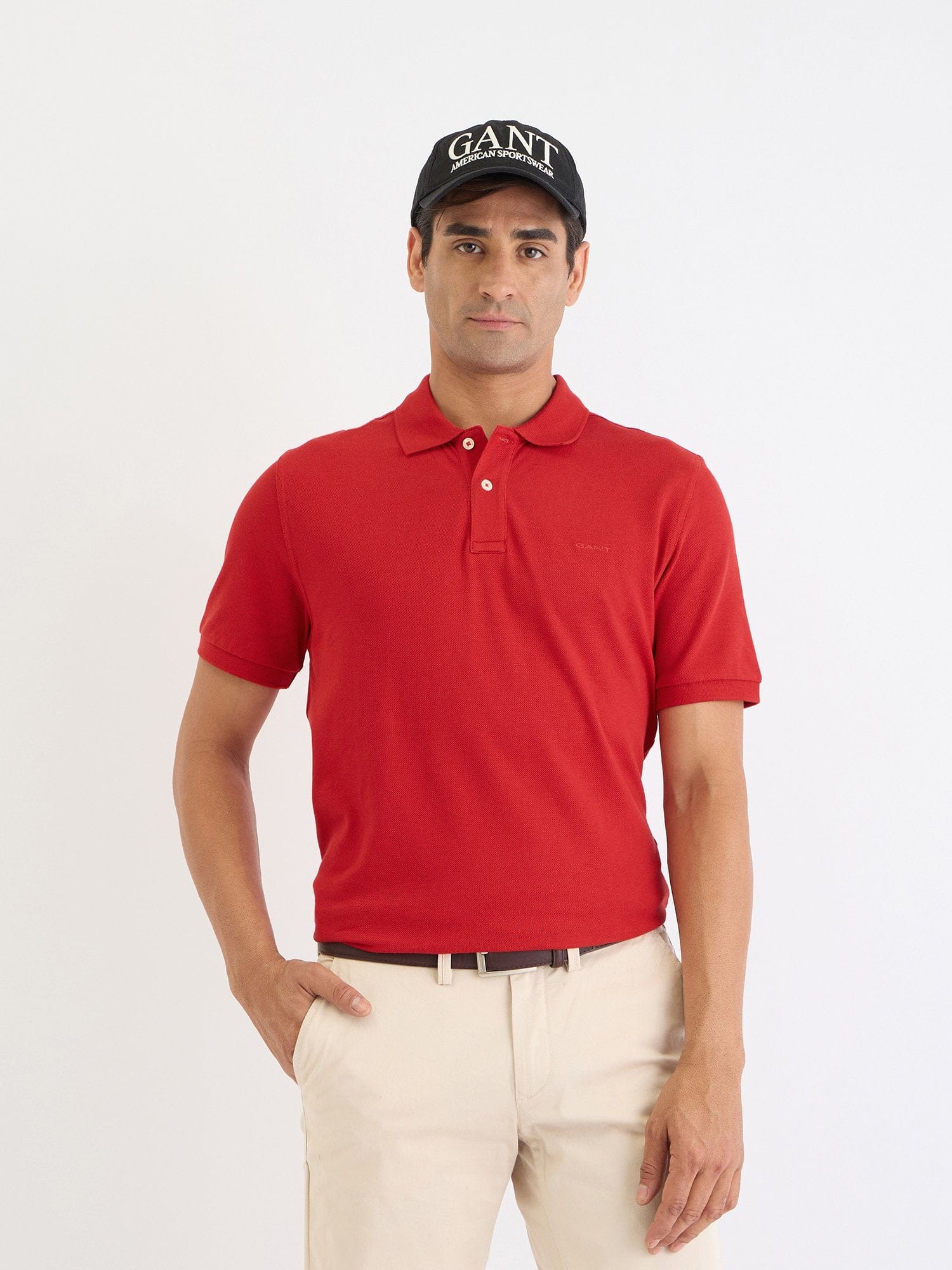Gant Men Red Solid Polo Tshirt