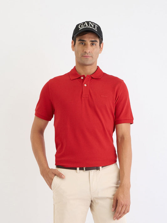 Gant Men Red Solid Polo Tshirt