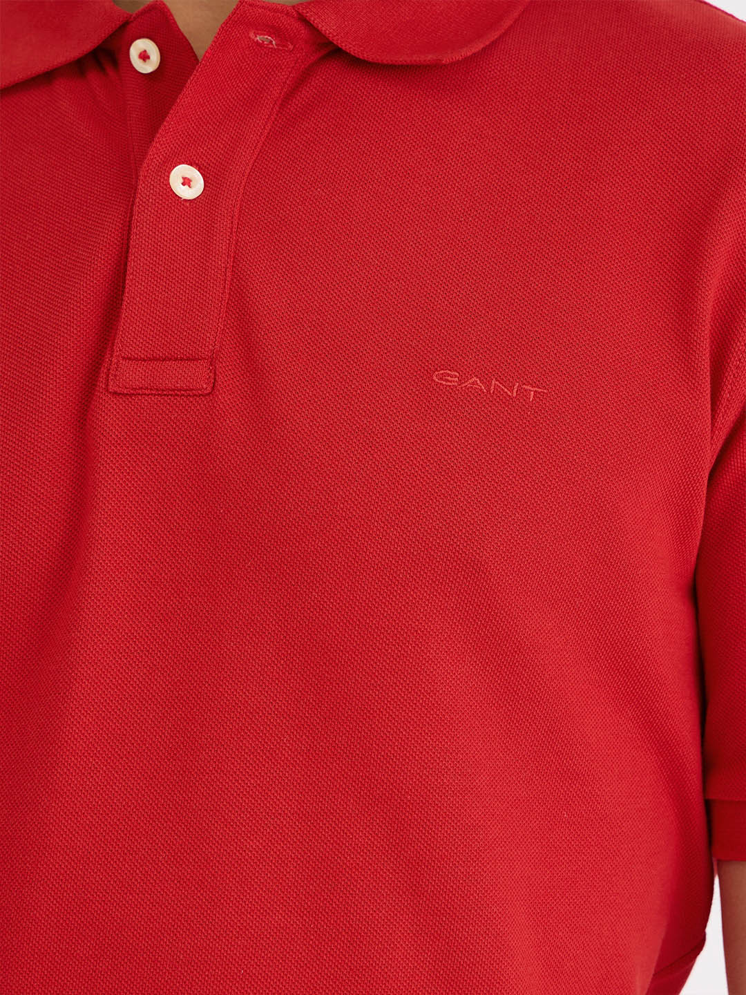 Gant Men Red Solid Polo Tshirt