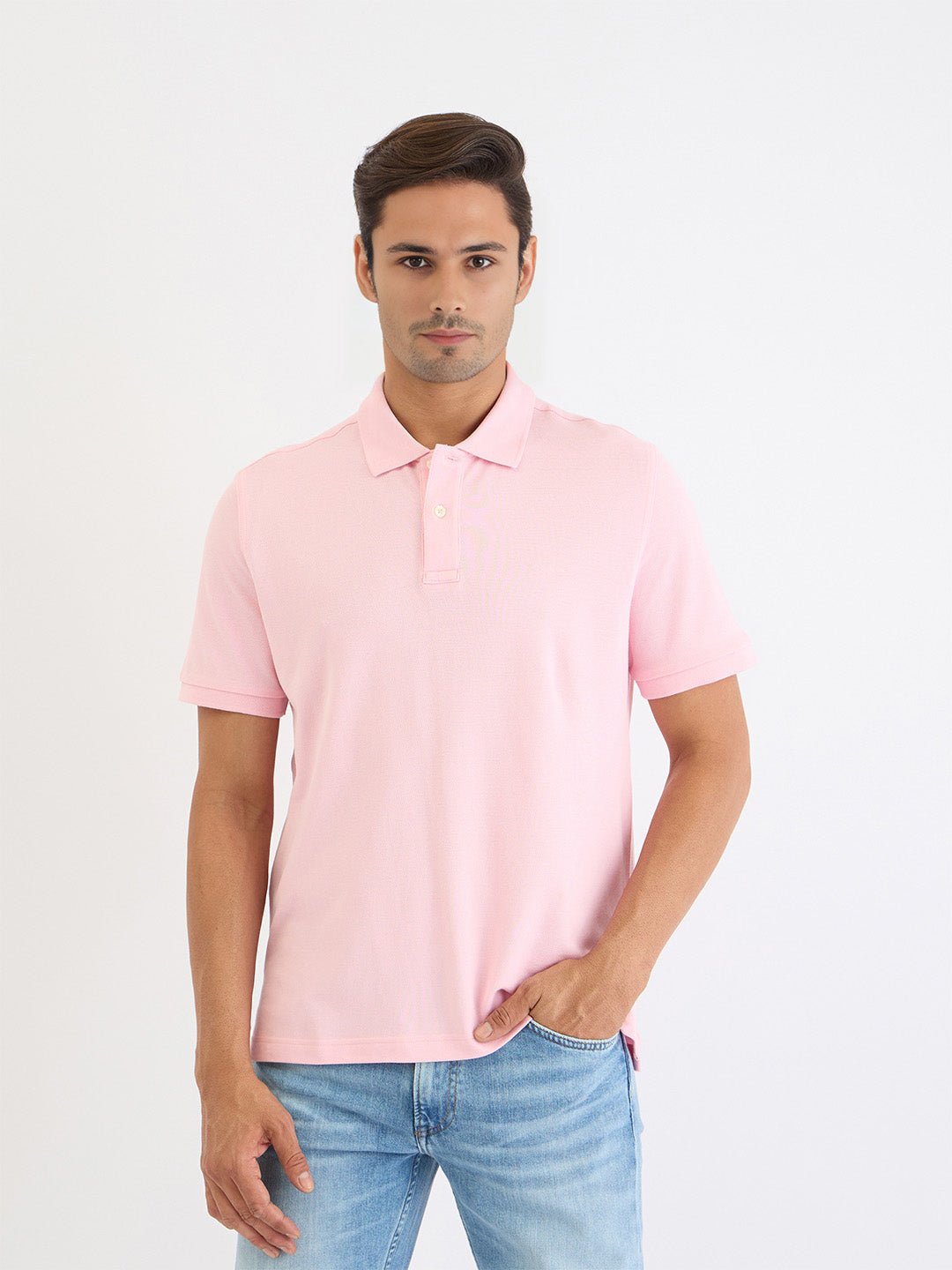 Gant Men Pink Solid Polo Tshirt