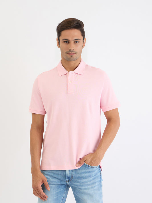 Gant Men Pink Solid Polo Tshirt