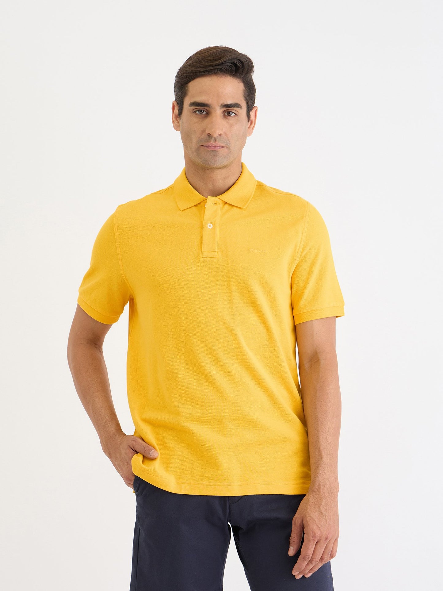 Gant Men Yellow Solid Polo Tshirt