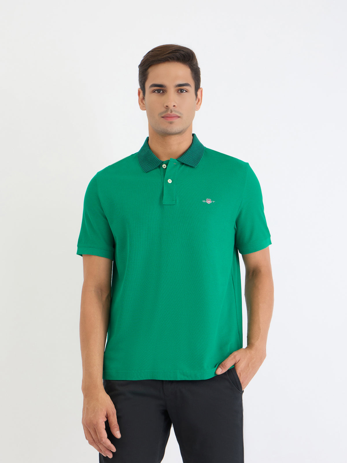 Gant Men Green Solid Polo Tshirt