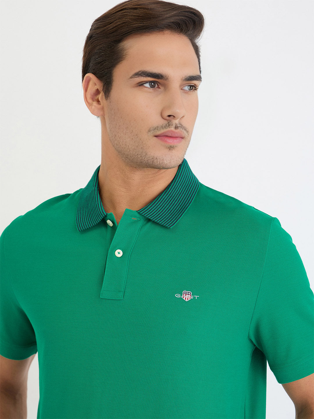 Gant Men Green Solid Polo Tshirt