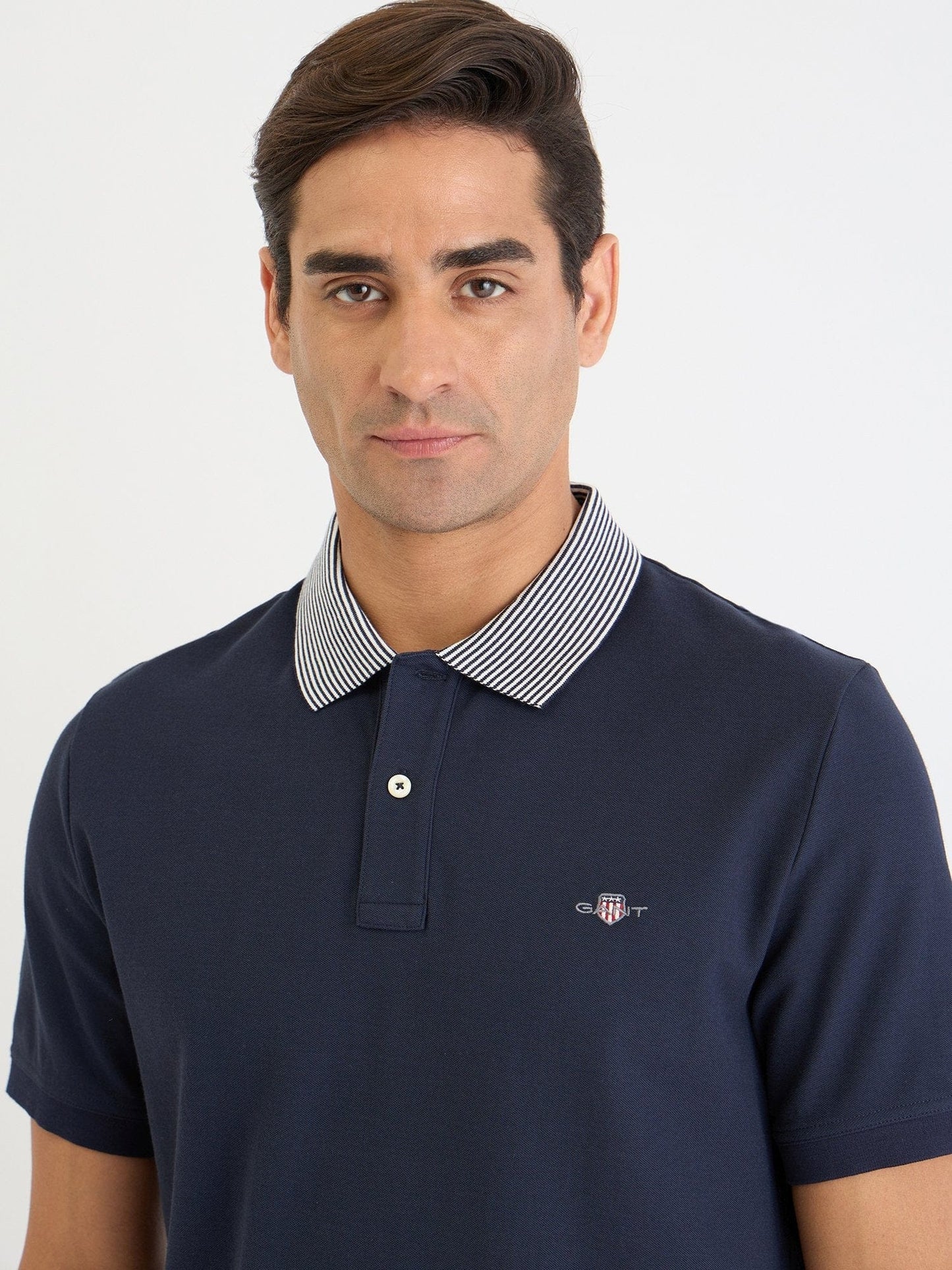 Gant Men Blue Solid Polo Tshirt