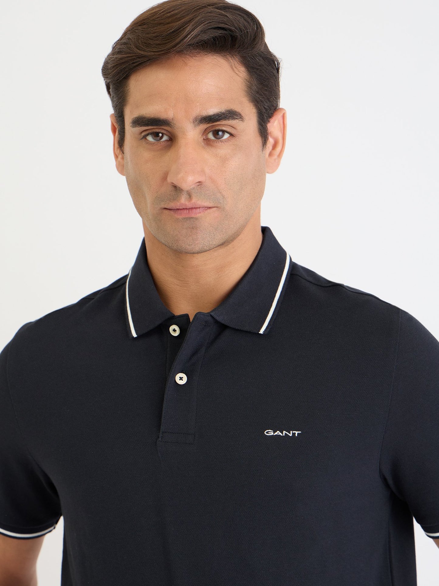 Gant Men Black Solid Polo Tshirt