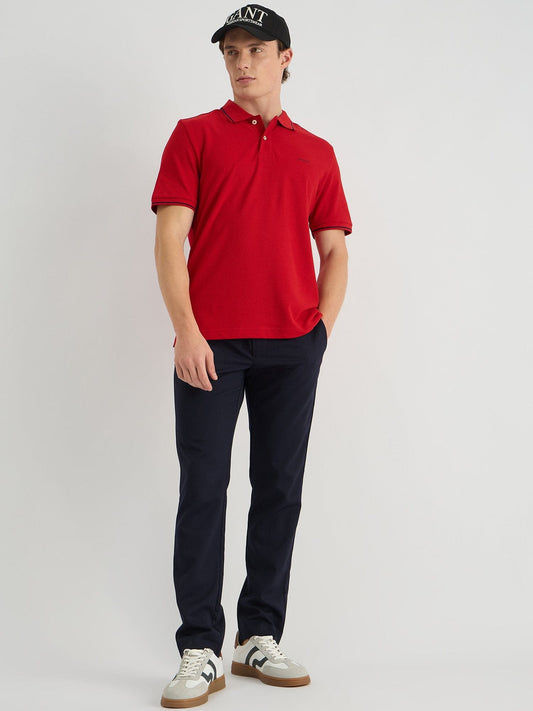 Gant Men Red Regular Fit Solid Polo Tshirt