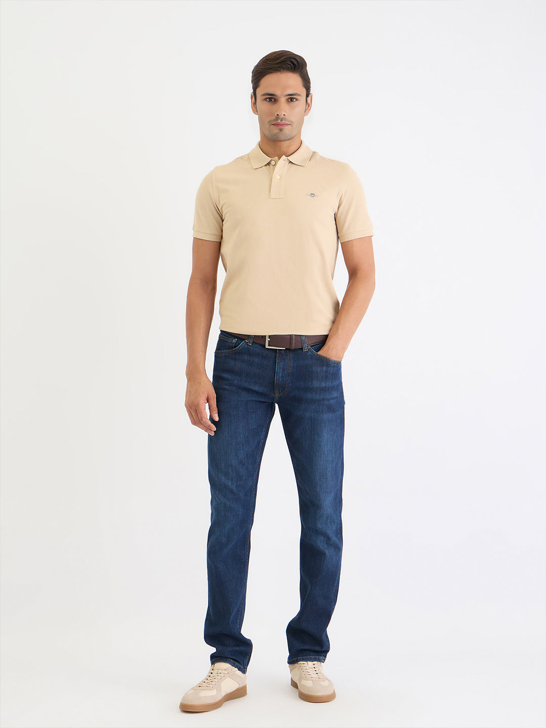 Gant Men Beige Solid Polo Tshirt