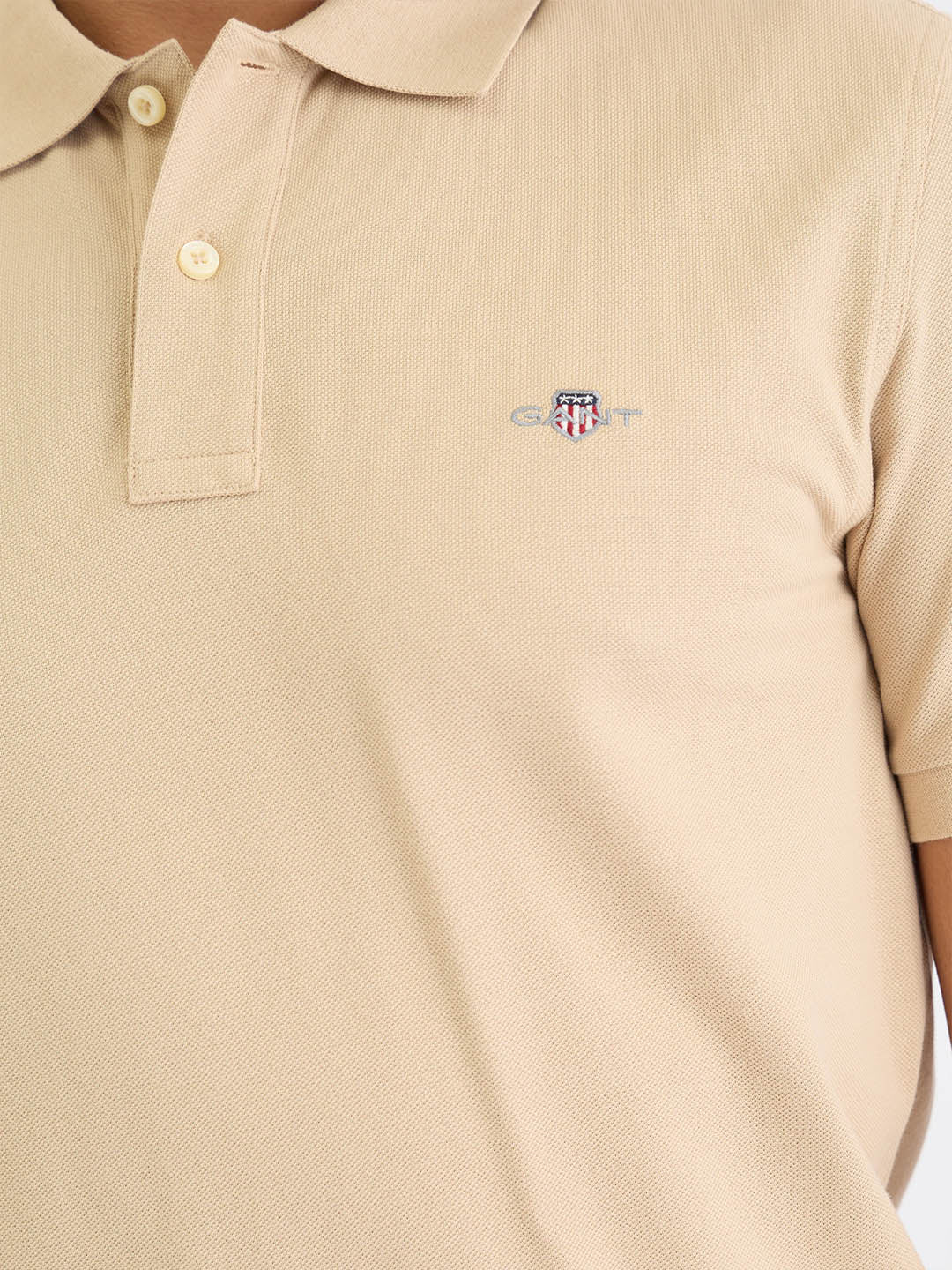 Gant Men Beige Solid Polo Tshirt