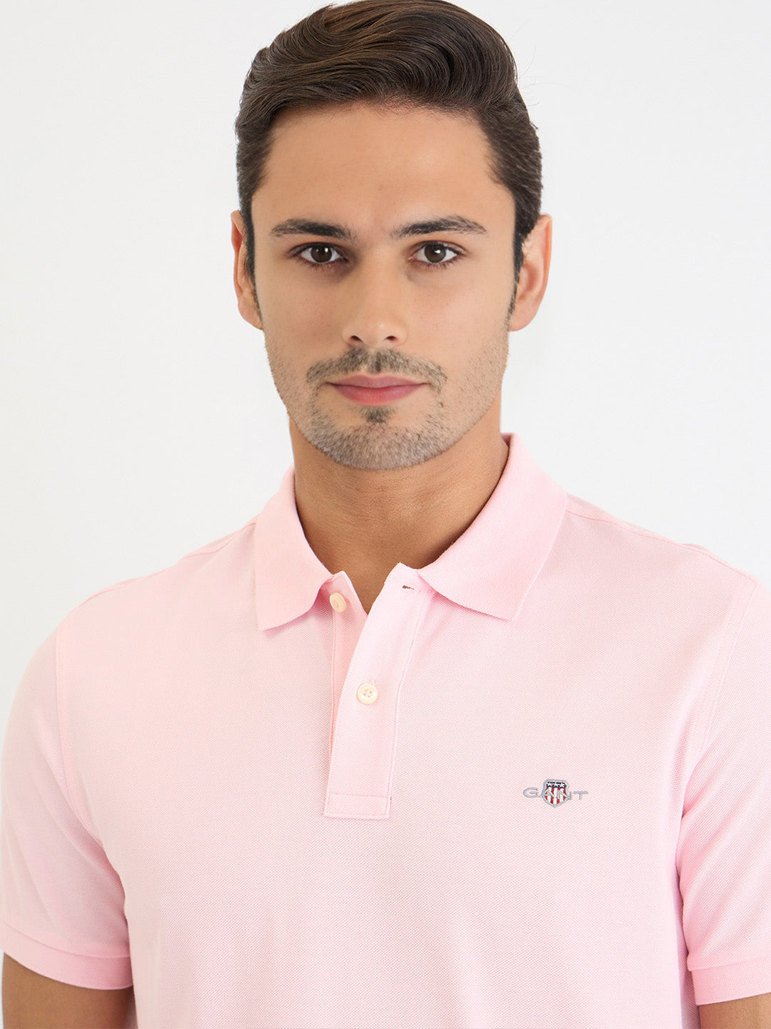 Gant Men Pink Solid Polo Tshirt