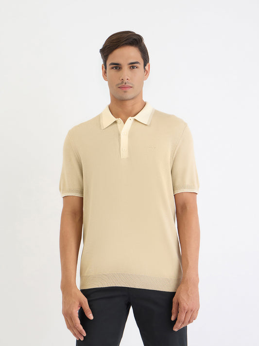 Gant Men Beige Solid Polo Tshirt