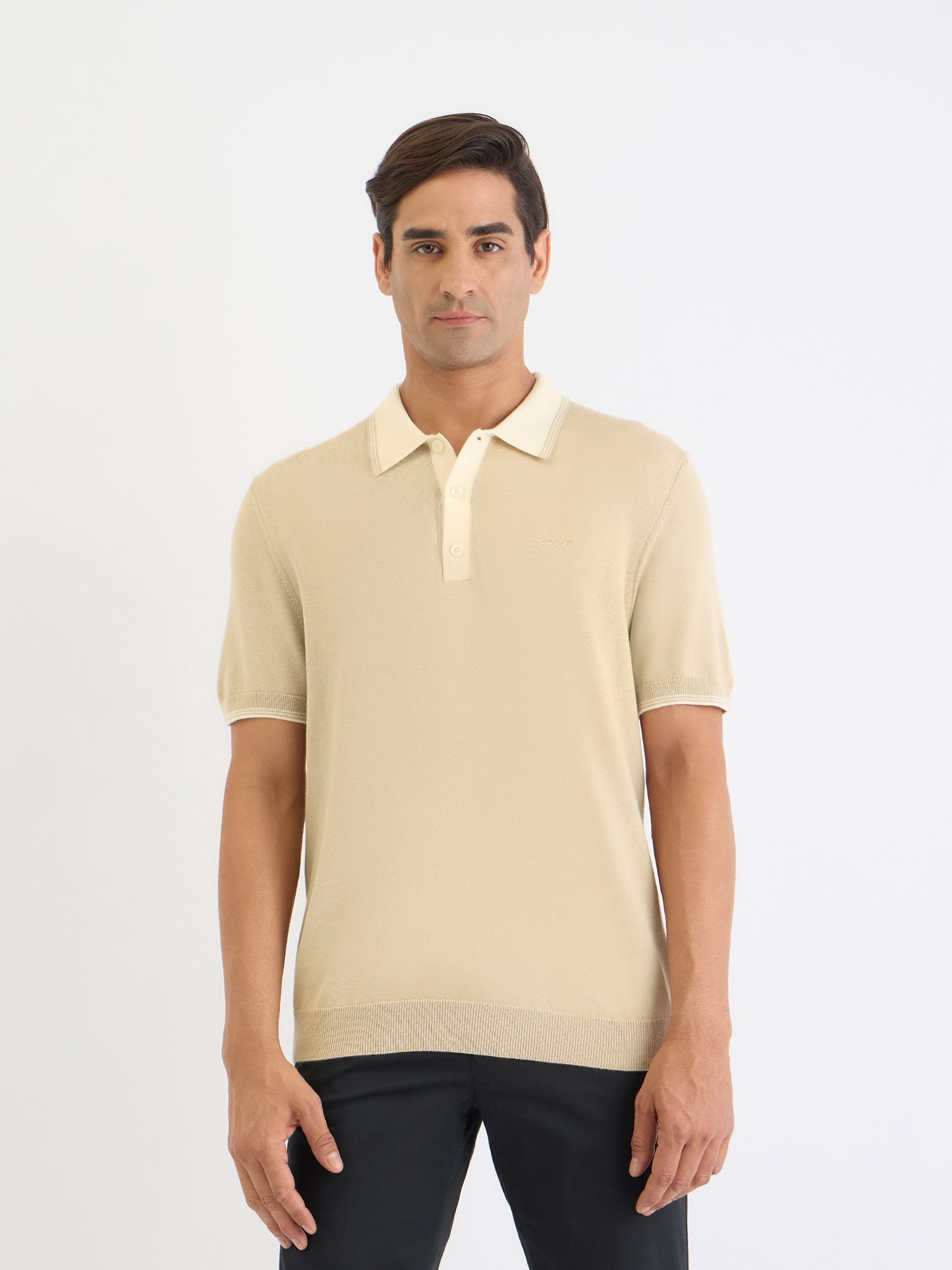 Gant Men Beige Solid Polo Tshirt