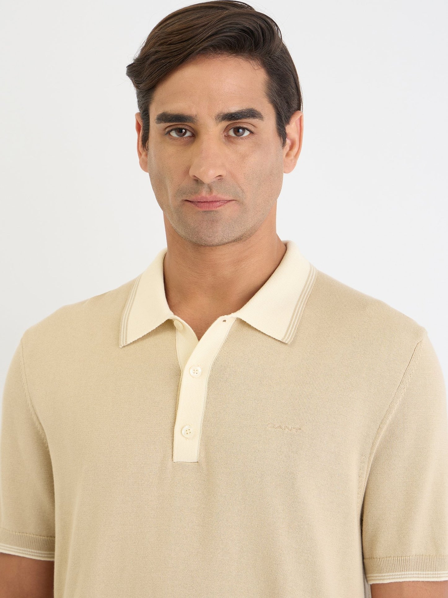 Gant Men Beige Solid Polo Tshirt
