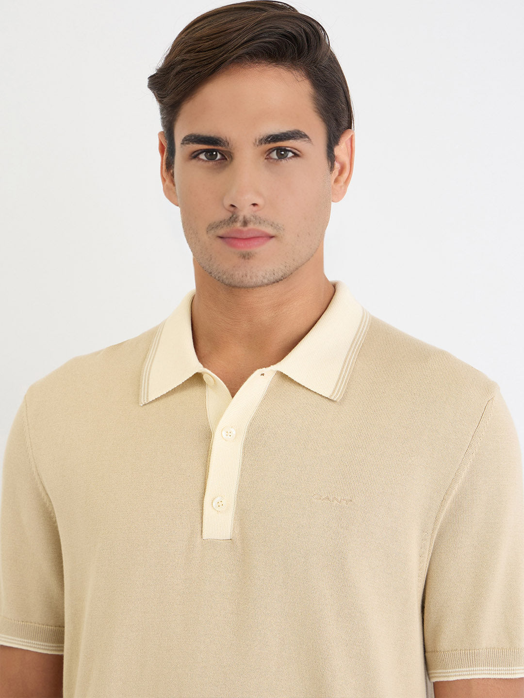 Gant Men Beige Solid Polo Tshirt