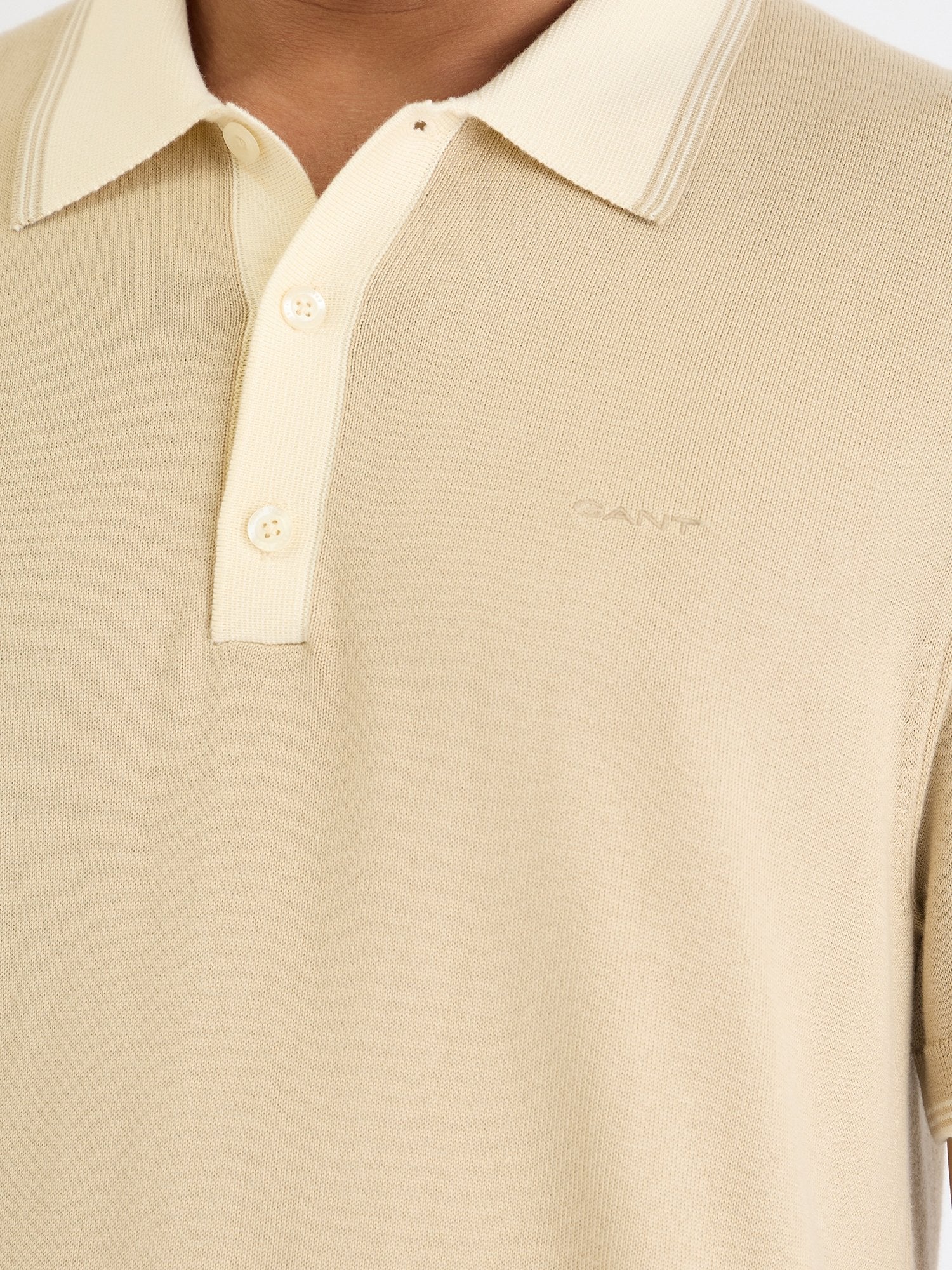 Gant Men Beige Solid Polo Tshirt