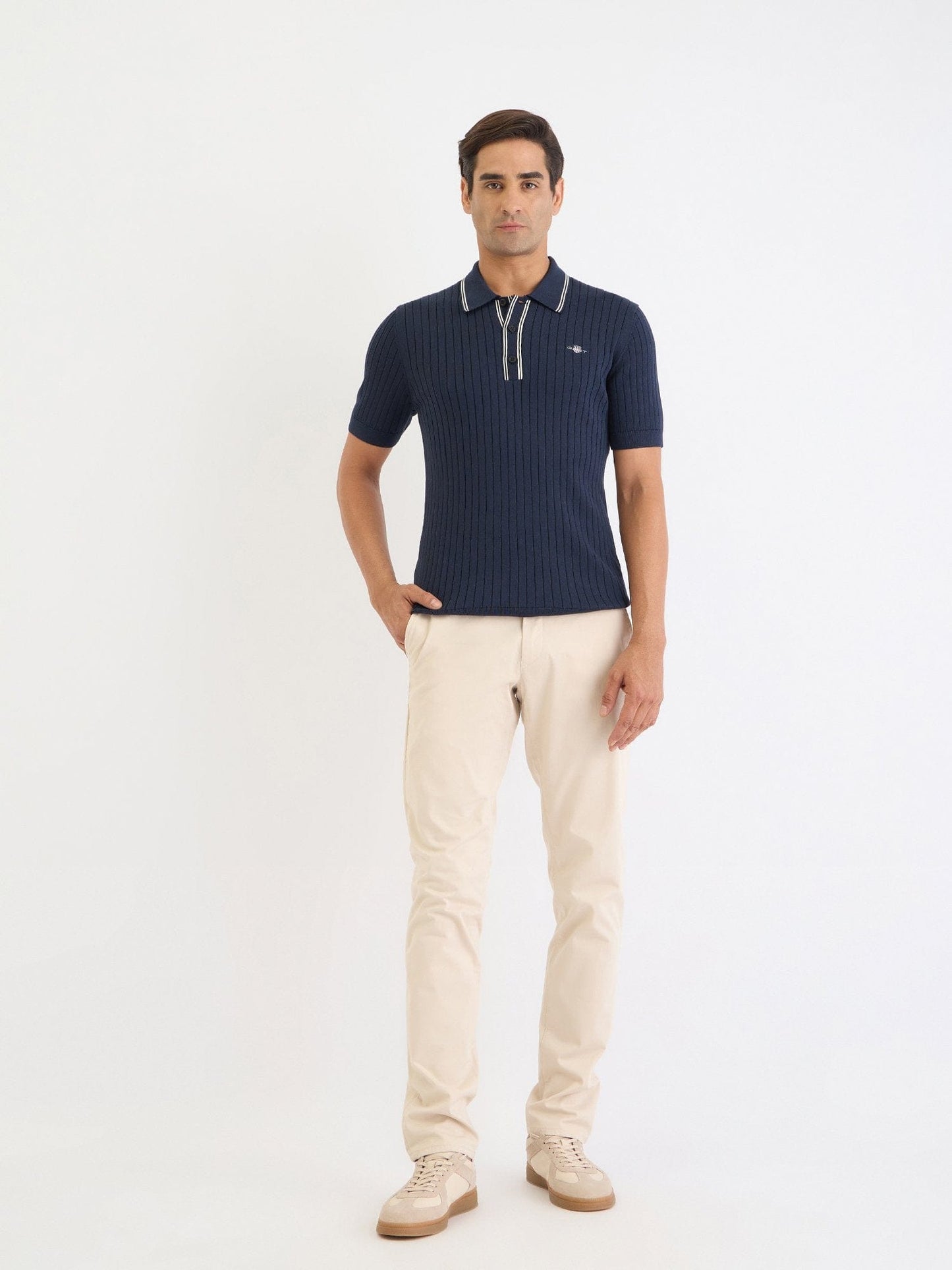 Gant Men Blue Solid Polo Tshirt