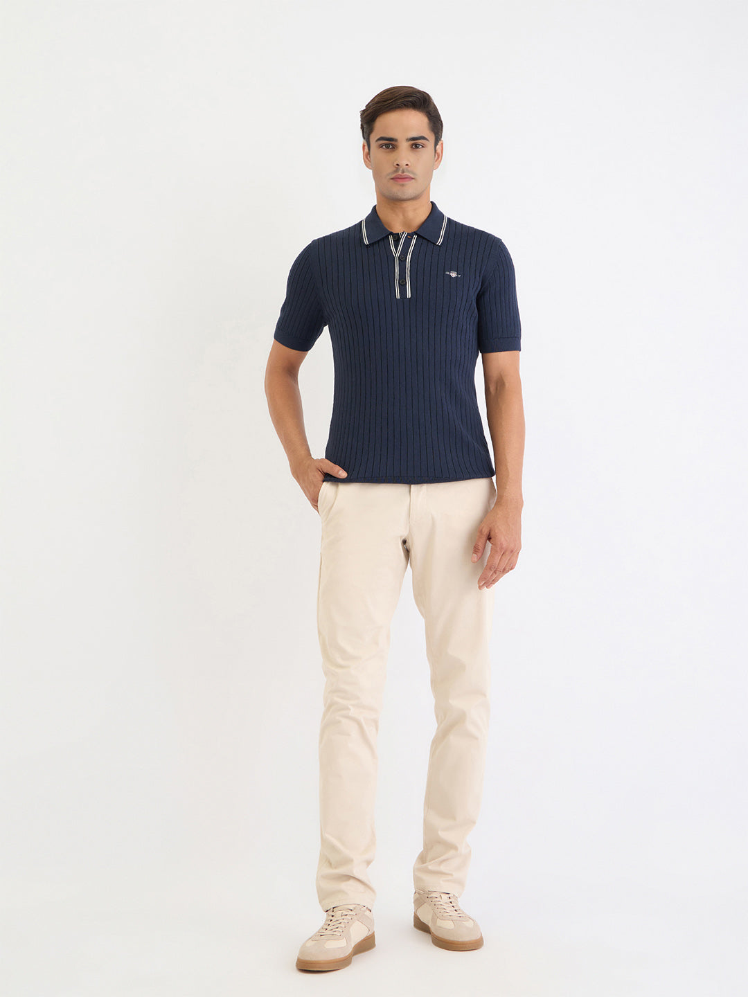 Gant Men Blue Solid Polo Tshirt