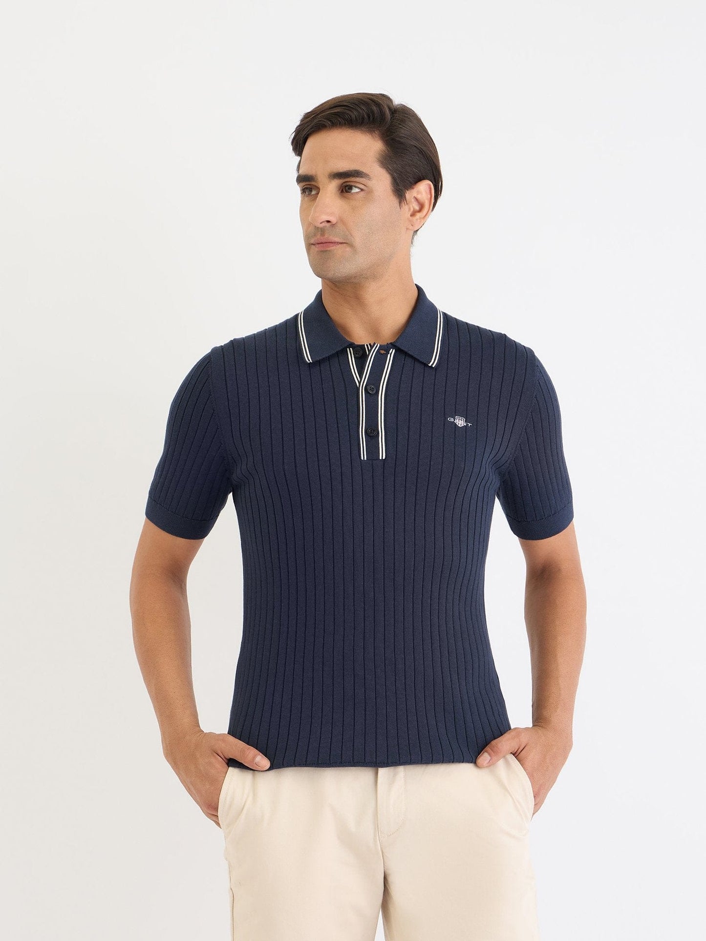 Gant Men Blue Solid Polo Tshirt