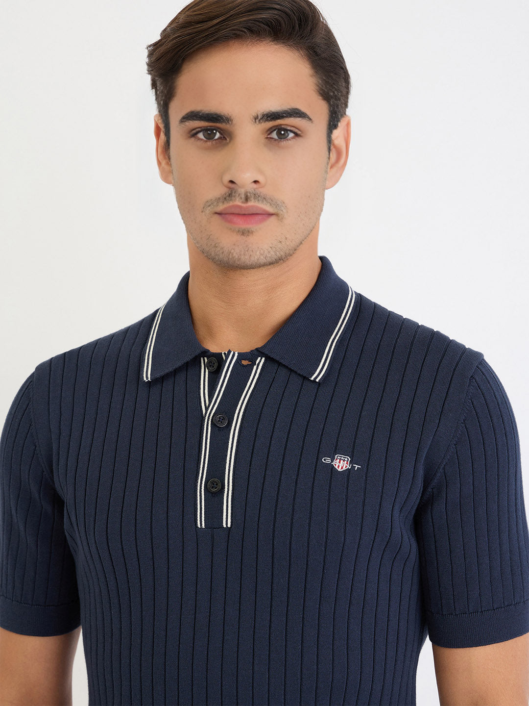 Gant Men Blue Solid Polo Tshirt
