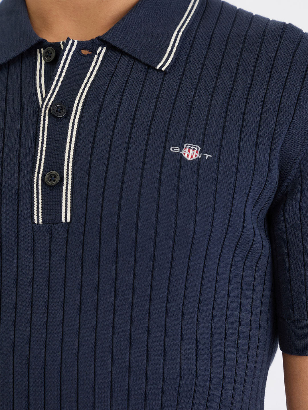 Gant Men Blue Solid Polo Tshirt