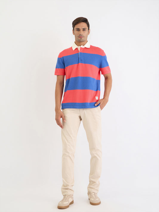 Gant Men Blue Striped Polo Tshirt