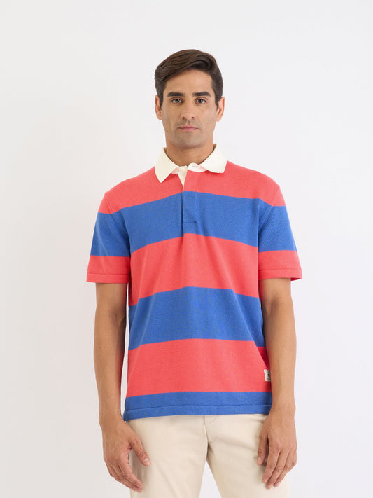 Gant Men Blue Striped Polo Tshirt