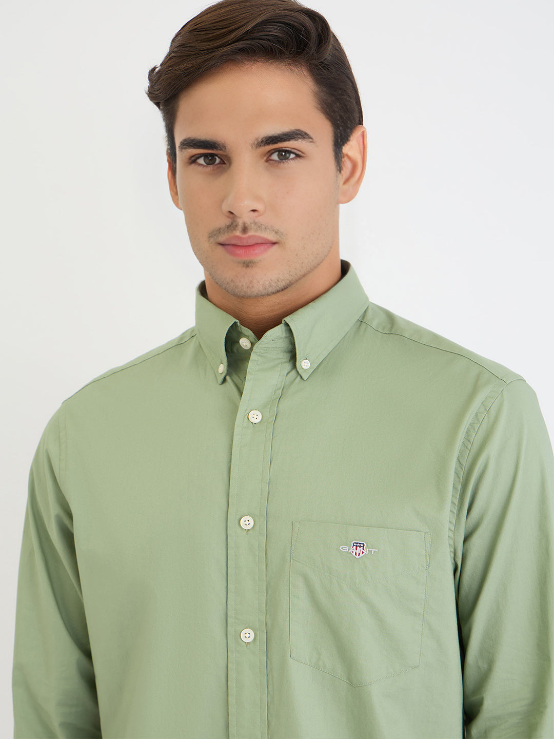 Gant Men Green Solid Collar Shirt